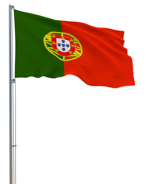 istock Portugal flag waving in the wind, white background, realistic 3D rendering 1415107776