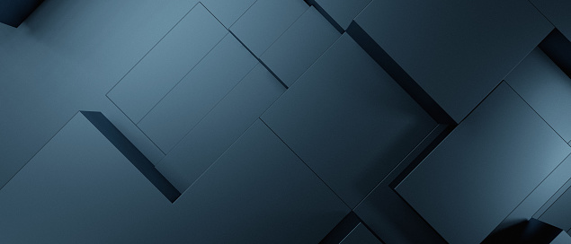 Abstract Metallic 3D Blocks Cubes Future Dark Turquoise 3D Background 3D Illustration