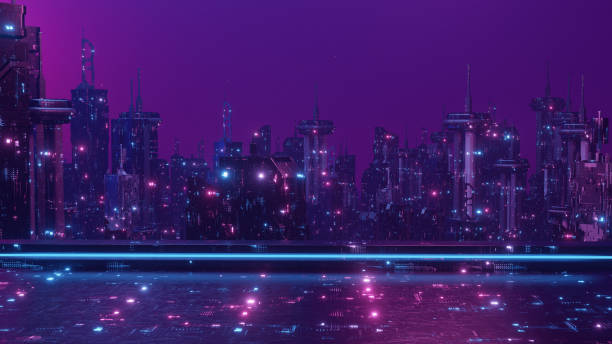 istock Modern Metropolis Dystopian Wallpaper Background 3d Render 1415112179