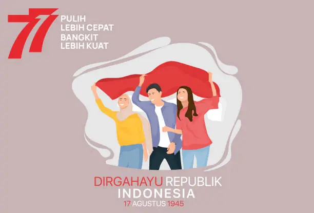 Vector illustration of Illustration of Indonesian people celebrate Indonesia independence day