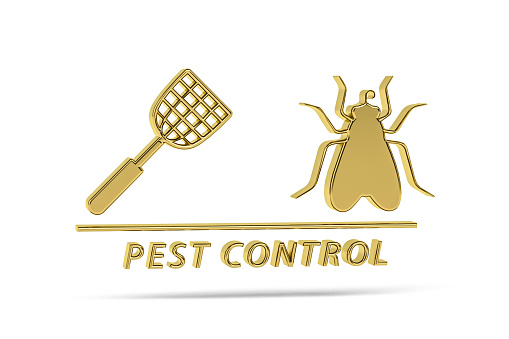 Golden 3d pest control icon isolated on white background - 3d render