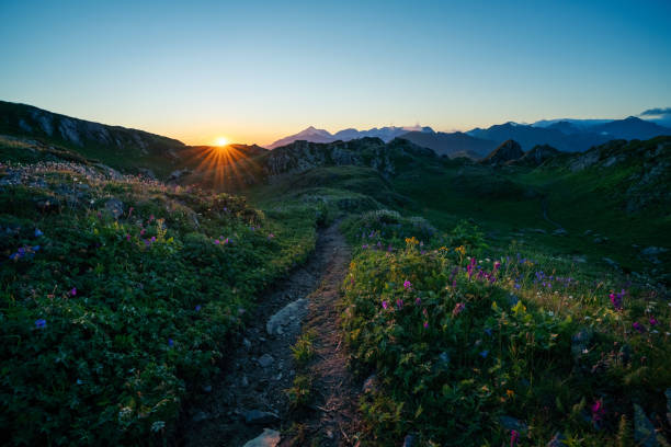 Stunning sunset in the mountains