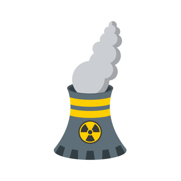 원자력 발전소 타워. 벡터 아이소메트릭 및 3d 뷰입니다. - nuclear power station construction uranium energy stock illustrations