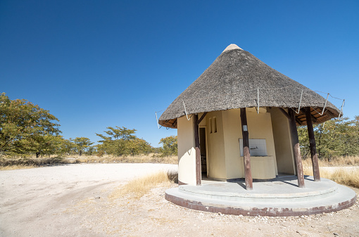 Public restrooms at a rest area in Etosha National Park in Kunene Region, Namibia