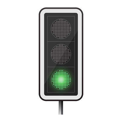 Green traffic light signal realistic vector urban transportation pedestrian approved go