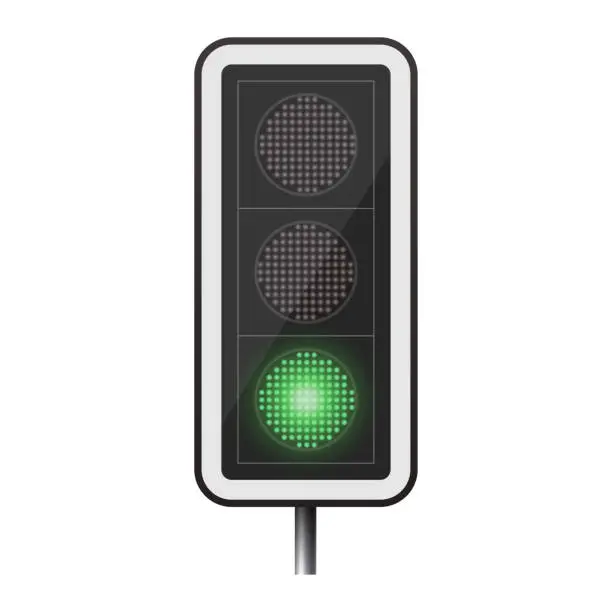 Vector illustration of Green traffic light signal realistic vector urban transportation pedestrian approved go
