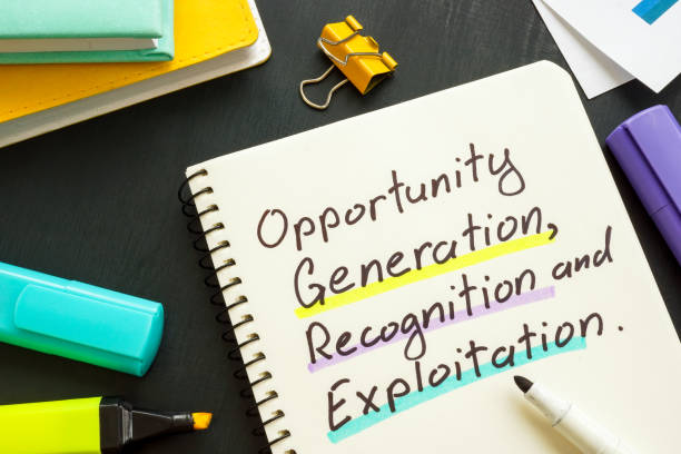 istock Marks about opportunity generation recognition and exploitation on the page. 1415125038