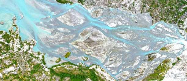 istock Wild river with rapids flowing mountain landscape aerial view 1415130196