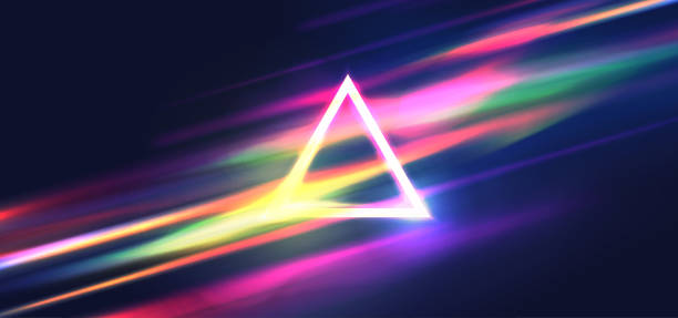 illustrations, cliparts, dessins animés et icônes de triangle néon vibrant avec lueur et prisme - backgrounds laser abstract glitter
