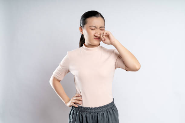 istock Asian woman was sick with fever, sniff and sneezing. 1415134607