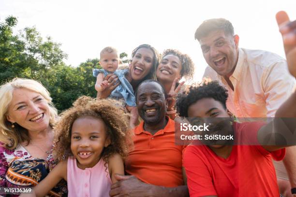 Cute Family Selfie Stock Photo - Download Image Now - Selfie, Community, Multiracial Group