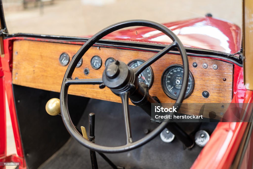 Old retro car interior Ancient Stock Photo