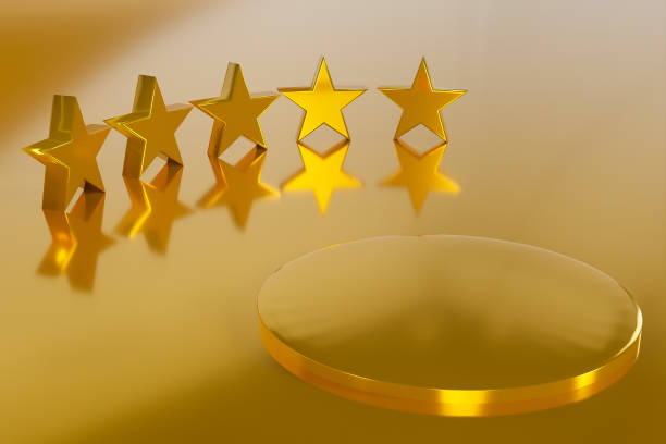 istock 3D rendering Empty gold cylinder podium on golden background. Abstract minimal studio 3d geometric shape object. Mockup space for display of product design. Golden Mockups. 1415140268