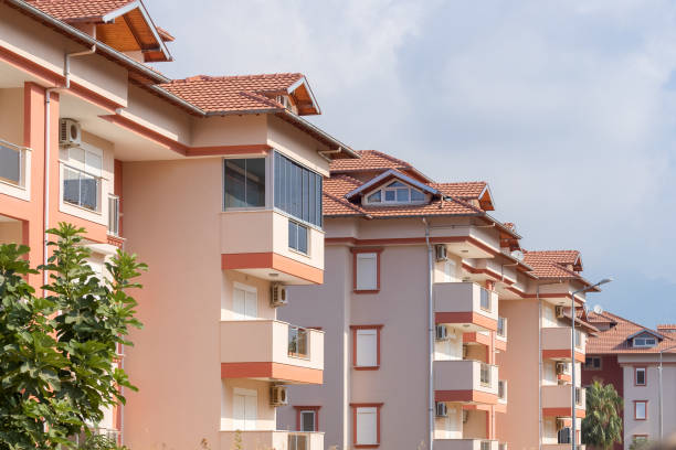 istock Residential area with apartment buildings. 1415141248