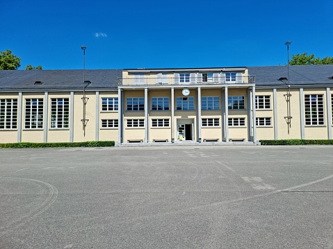 The sport areana  Sihlhölzli is a sport center realized in 1927/28 from the municipality Zurich. The image shows the heritage protected buildings during summer season.