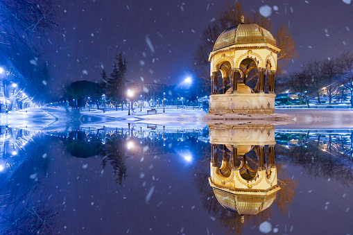 Sultanahmet Square Winter and night, Hagia Sophia Mosque and Blue Mosque