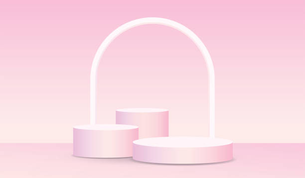 istock sweet pastel pink yellow gradient color product display podium 1415153075