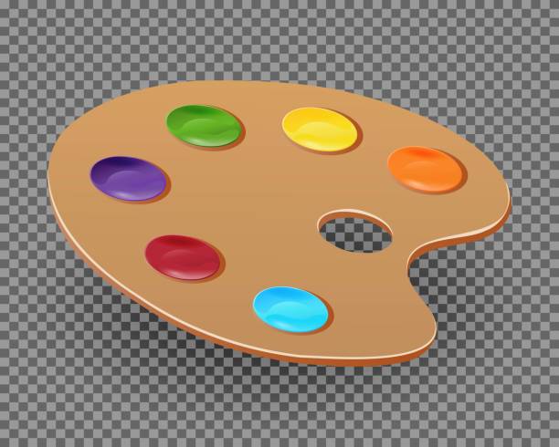 ÐÑаÑика и иллÑÑÑÑаÑии Palette with paints isolated on a transparent background. Paints. Drawing tool. Back to school. Vector illustration. oil paint palette stock illustrations