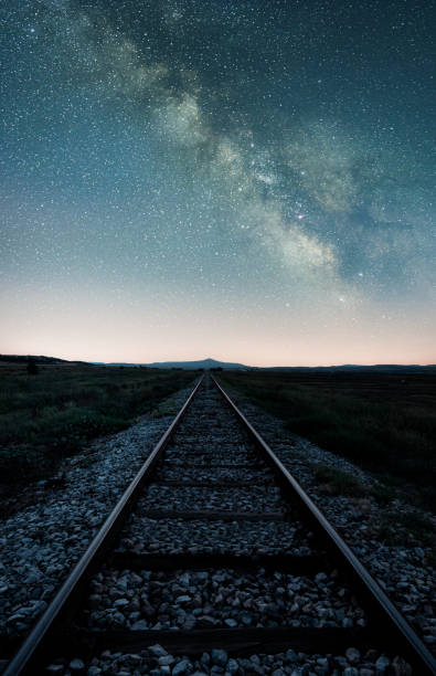 istock milky way on the railway 1415157664