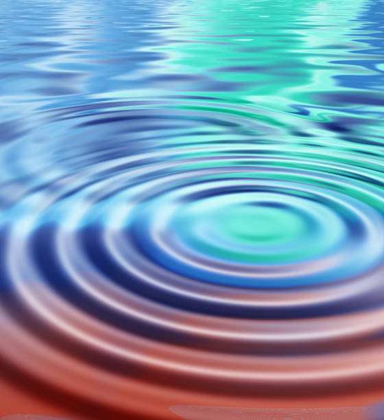 istock Closeup of abstract ripple effect of water with blue reflection with wave pattern and texture. Detail of hypnotizing psychedelic background of fluid color spectrum and cosmic art or esoteric surface 1415160396