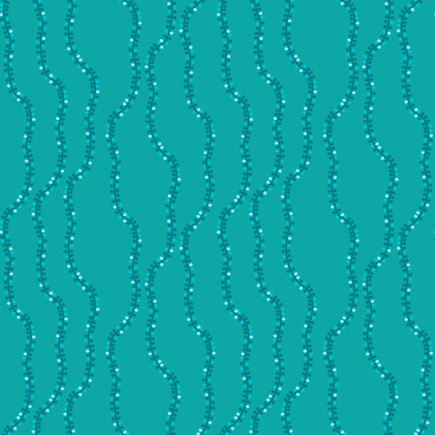 エメラルドグリーン海藻シームレスパターン、かわいい花の壁紙とテキスタイルデザイン - wave pattern pattern green seaweed点のイラスト素材／クリップアート素材／マンガ素材／アイコン素材