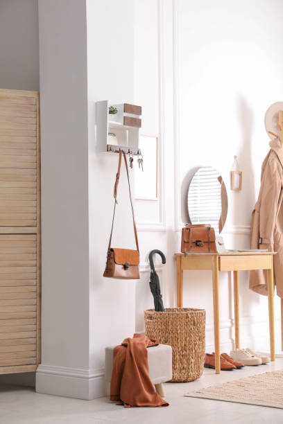 istock Modern hallway interior with stylish dressing table and key holder 1415168550