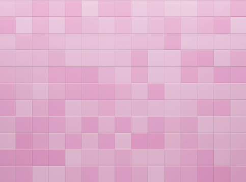 Pink ceramic tile wall background and texture. Mockup for kitchen, bathroom, toilet. Empty space for your design. 3d rendering illustration.