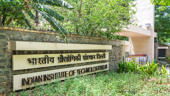 IIT Delhi - 16 Aug, 2022 - Signboard of the Indian Institute of Technology Delhi near the entrance gate of the institute.