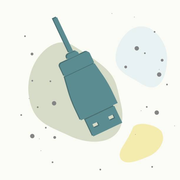 여러 가지 색상의 배경에 usb 케이블 아이콘. - 11688 stock illustrations