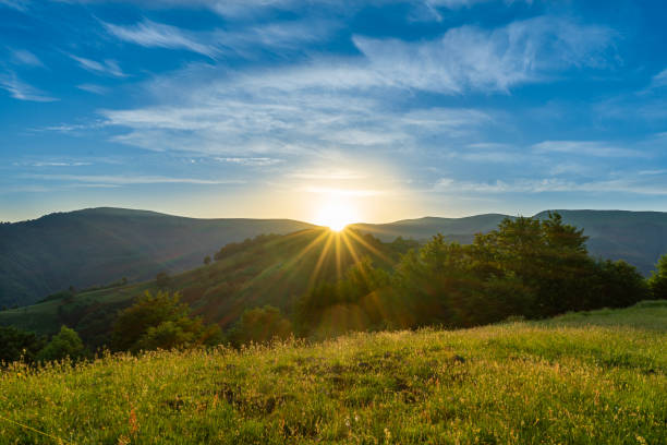 istock Sunrise over Apetska mountain, camping in Dubove, Ukraine 1415178378