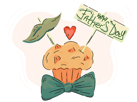 Happy Father's Day greeting card with cake and the bow tie