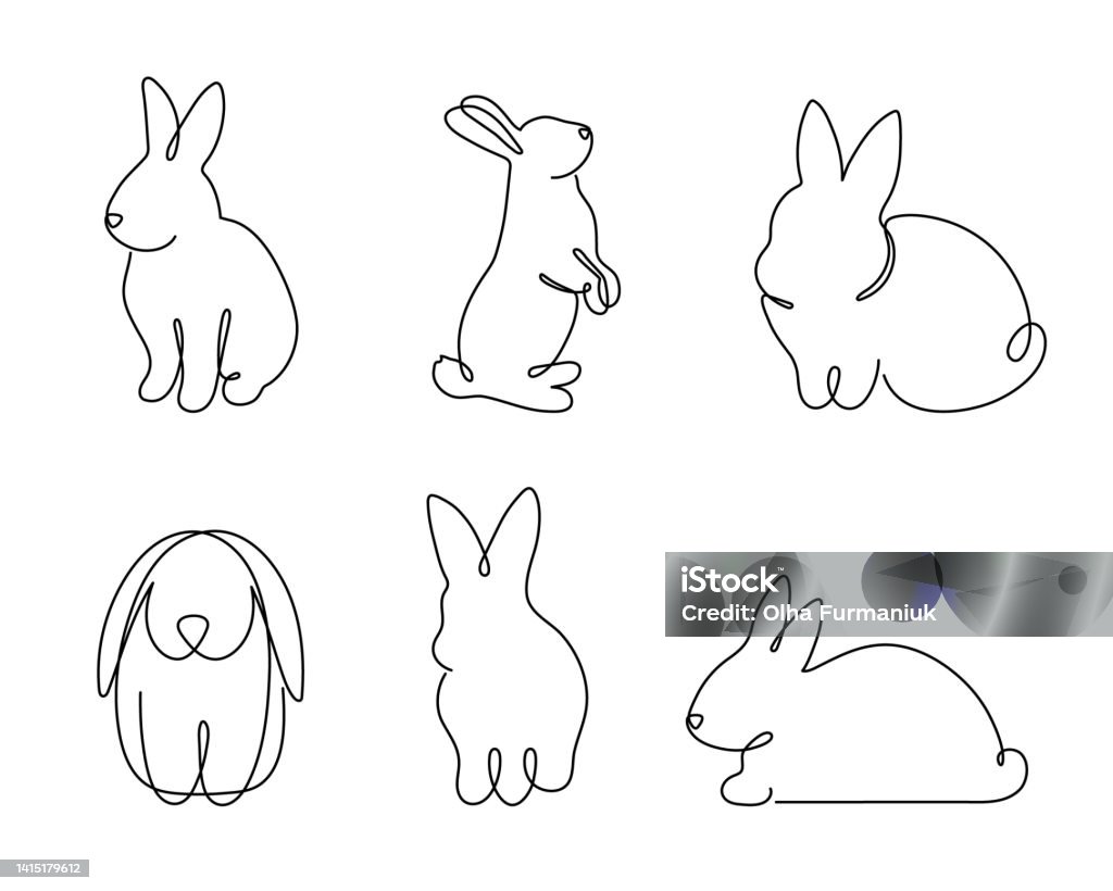 Rabbit Set One Line Art Hand Drawn Bunny Continuous Contour Animals Symbol  Of 2023 By Chinese Horoscope Simple Minimalist Design Editable Stroke Stock  Illustration - Download Image Now - iStock