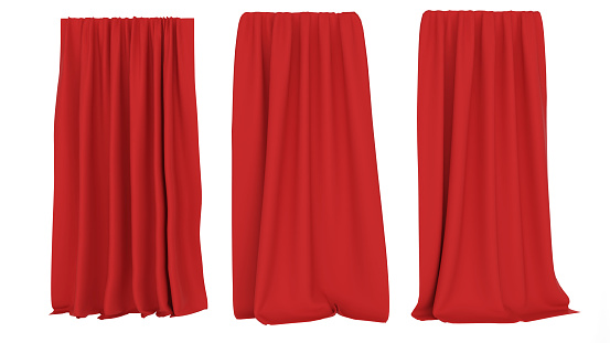 red curtains on a white background,3d rendering