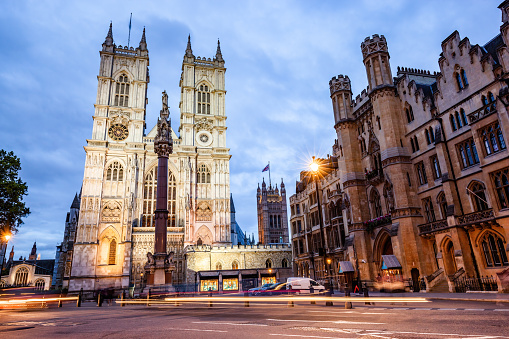Westminster Abbey church in London UK at the evening. One of the symbols of England, Great Britain