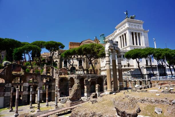 istock Piazza Venezia is a central hub of Rome, Italy, in which several thoroughfares intersect, including the Via dei Fori Imperiali and the Via del Corso 1415189464