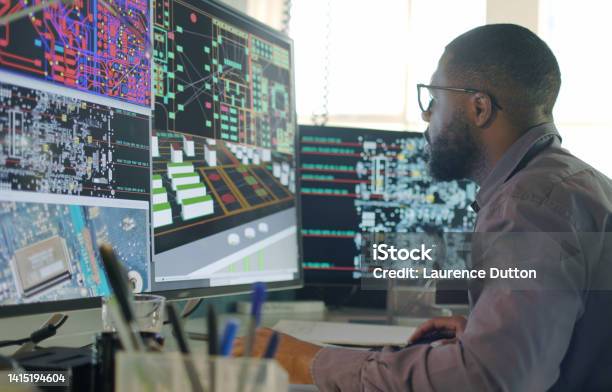 Cad Electronics Engineer A Stock Photo - Download Image Now - Technology, Computer-Aided Design, Design Professional