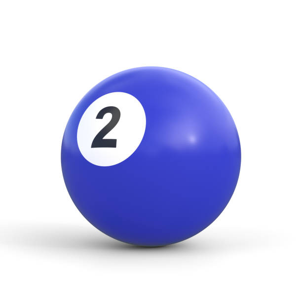 bola de billar número dos color azul aislado sobre fondo blanco. bola de billar brillante realista. renderizado 3d ilustración 3d - bola de billar fotografías e imágenes de stock