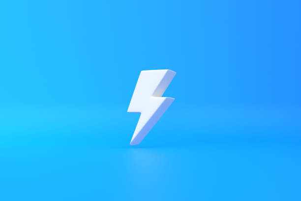 istock White Lightning bolt icon on blue background. Flash icon. Charge flash icon. Thunder bolt. Lighting strike. Minimalism concept. 3D rendering illustration 1415194867
