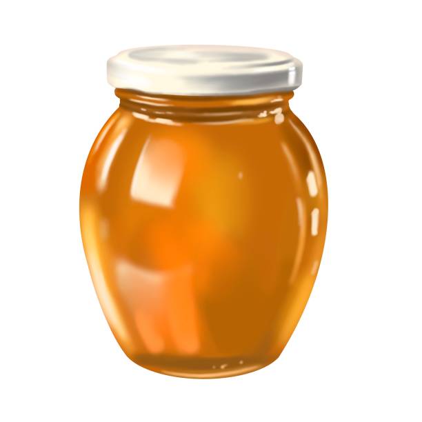 istock Watercolor jar with honey. Realistic illustration of a honey can 1415196194