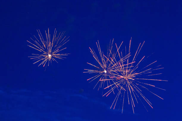 istock Colorful fireworks in the night sky. Festive pyrotechnic show. Background image. 1415198901