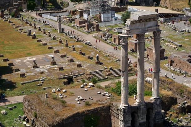 istock The Roman Forum, also known by its Latin name Forum Romanum (Italian: Foro Romano), is a rectangular forum (plaza) surrounded by the ruins of several important ancient government buildings at the center of the city of Rome. 1415199641