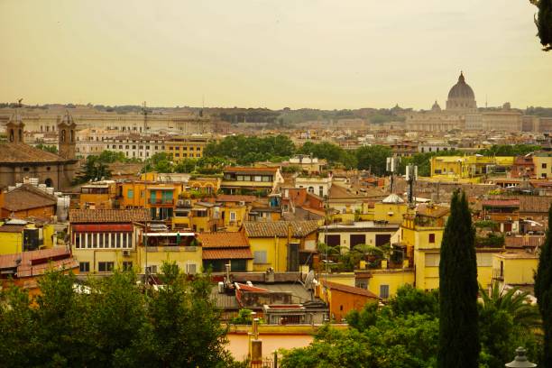 istock Panoramic views of Rome. Sunset in Rome. Yellow sunset in Rome. 1415201464