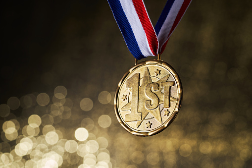 gold medal with bokeh background