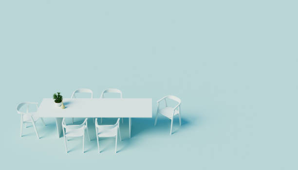 istock Dining room  top view - Minimalism pastel green color background - 3D rendering 1415206920