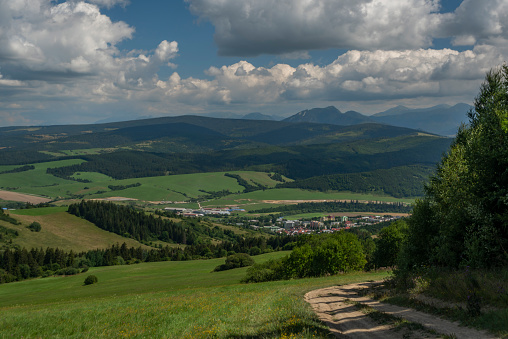Landscape between Tvrdosin and Namestovo towns in north of Slovakia with Oravska dam