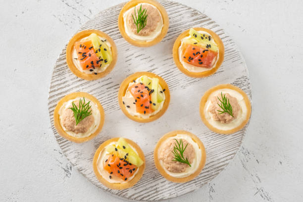 Seafood canapes stock photo
