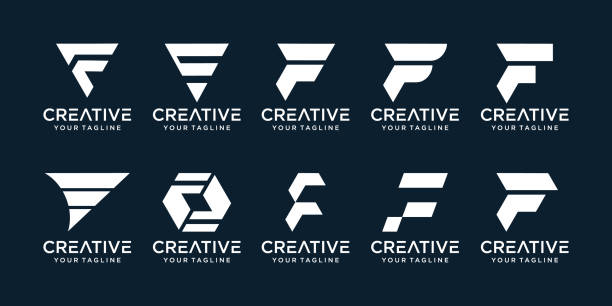 ilustrações de stock, clip art, desenhos animados e ícones de letter f logo design icons set. for business of fashion, sport, automotive, simple. - f