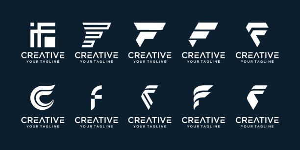 ilustrações de stock, clip art, desenhos animados e ícones de letter f logo design icons set. for business of finance, fashion, sport, automotive, simple. - f