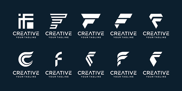 letter F logo design icons set. for business of finance, fashion, sport, automotive, simple.