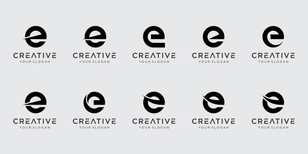 buchstabe e-logo-design-symbole gesetzt. für mode, automotive, finanzen - buchstabe e stock-grafiken, -clipart, -cartoons und -symbole